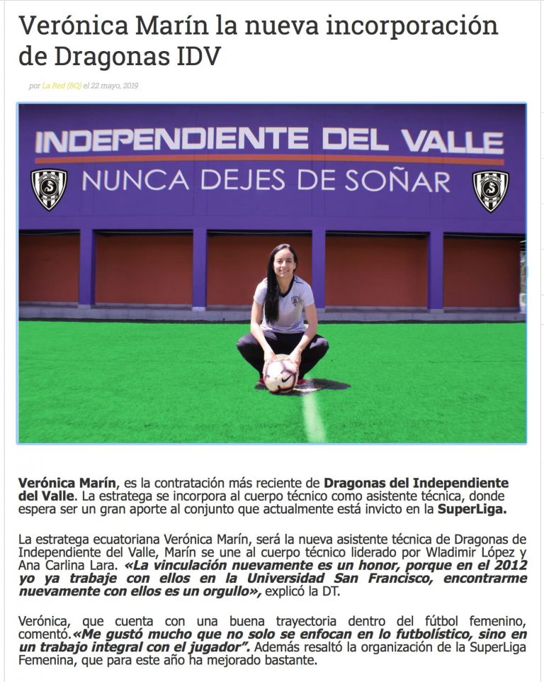 2019 06 03 Veronica Marin Independiente del Valle Press MBP School of coaches