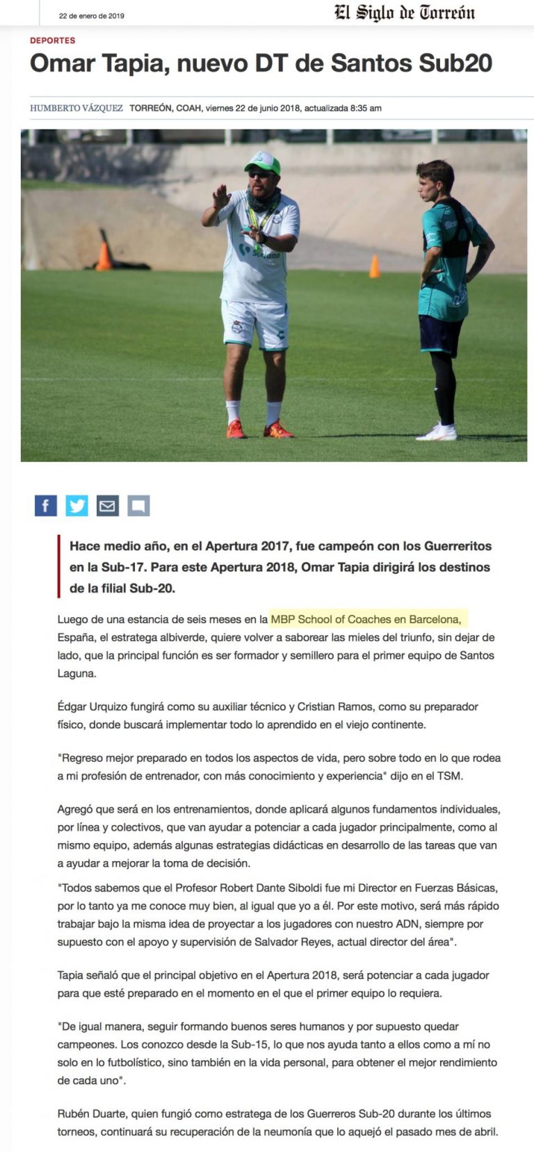 Omar Tapia Director Tecnico Sub20 Santos Laguna 3 Press MBP School of coaches